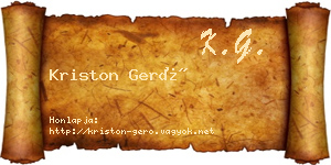 Kriston Gerő névjegykártya